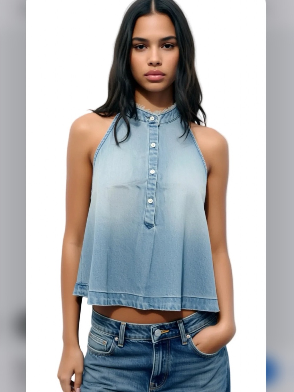 Anthropologie Light Blue Chambray Sleeveless Top
